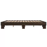 barna tölgyszínű szerelt fa és fém ágykeret 200 x 200 cm