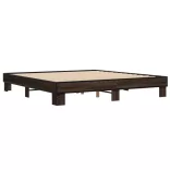 barna tölgyszínű szerelt fa és fém ágykeret 200 x 200 cm