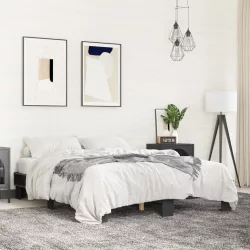 fekete szerelt fa és fém ágykeret 150 x 200 cm