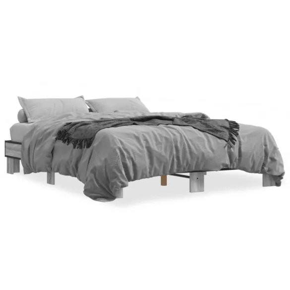 szürke sonoma szerelt fa és fém ágykeret 150 x 200 cm