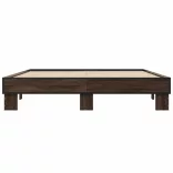 barna tölgyszínű szerelt fa és fém ágykeret 150 x 200 cm