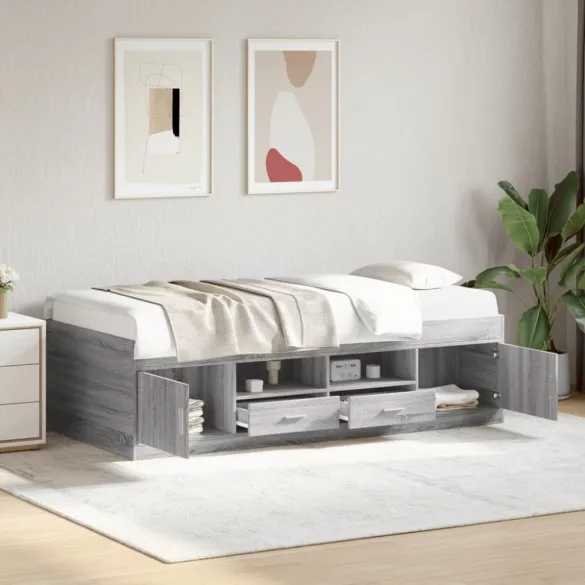 szürke sonoma kanapéágy fiókkal matrac nélkül 90x200 cm