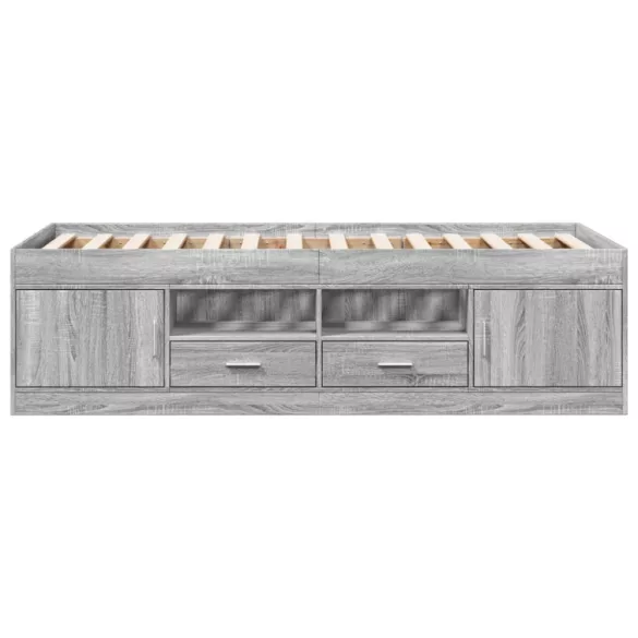 szürke sonoma kanapéágy fiókkal matrac nélkül 90x200 cm