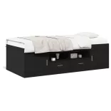 fekete kanapéágy fiókkal matrac nélkül 90x190 cm