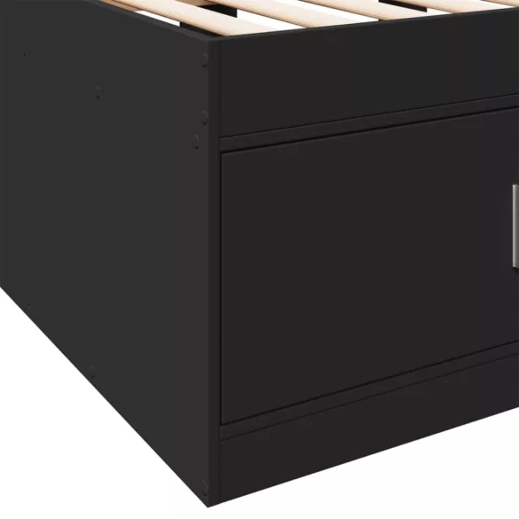 fekete kanapéágy fiókkal matrac nélkül 90x190 cm