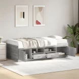 szürke sonoma kanapéágy fiókkal matrac nélkül 75x190 cm
