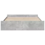 betonszürke szerelt fa ágykeret fiókokkal 200 x 200 cm