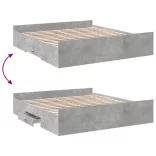 betonszürke szerelt fa ágykeret fiókokkal 200 x 200 cm