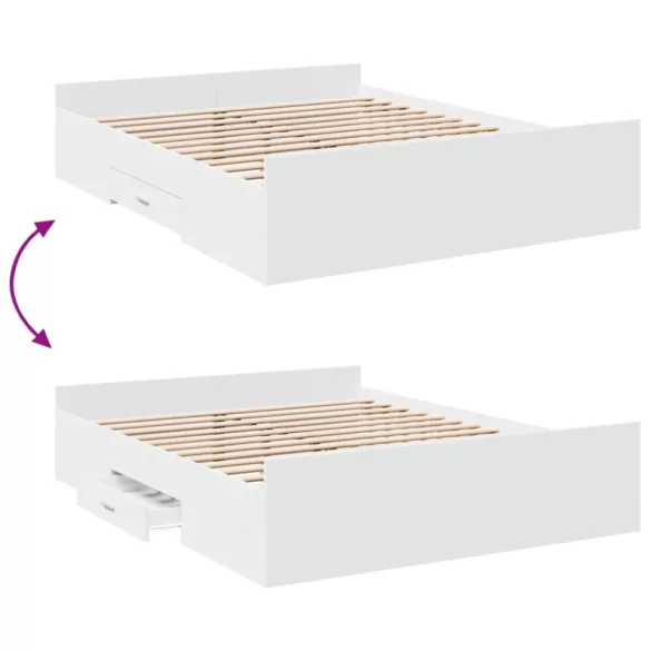 fehér szerelt fa ágykeret fiókokkal 160 x 200 cm