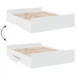 fehér szerelt fa ágykeret fiókokkal 150 x 200 cm