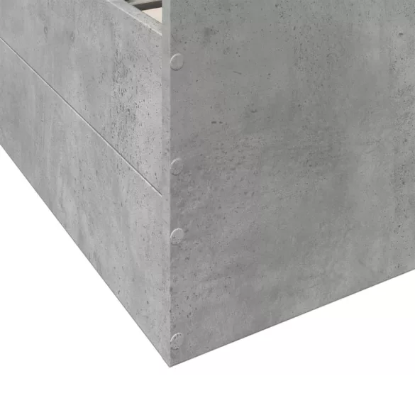 betonszürke szerelt fa ágykeret fiókokkal 120 x 200 cm