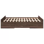 barna tölgyszínű szerelt fa ágykeret fiókokkal 120 x 200 cm