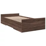 barna tölgyszínű szerelt fa ágykeret fiókokkal 100 x 200 cm