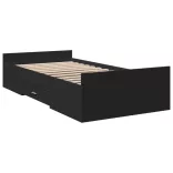 fekete szerelt fa ágykeret fiókokkal 75x190 cm