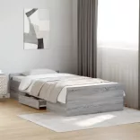 szürke sonoma színű szerelt fa ágykeret fiókokkal 75x190 cm
