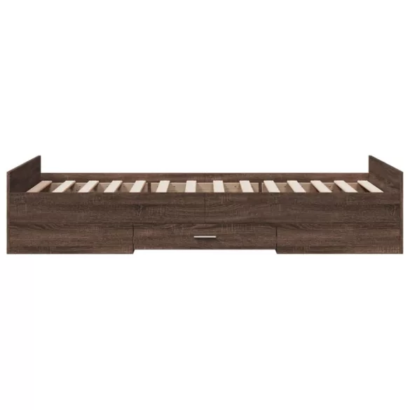 barna tölgyszínű szerelt fa ágykeret 75 x 190 cm