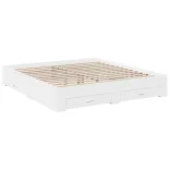 fehér szerelt fa ágykeret fiókokkal 200 x 200 cm