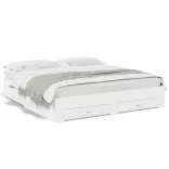 fehér szerelt fa ágykeret fiókokkal 180 x 200 cm