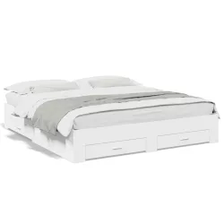 fehér szerelt fa ágykeret fiókokkal 180 x 200 cm