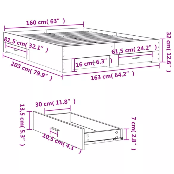 fehér szerelt fa ágykeret fiókokkal 160 x 200 cm