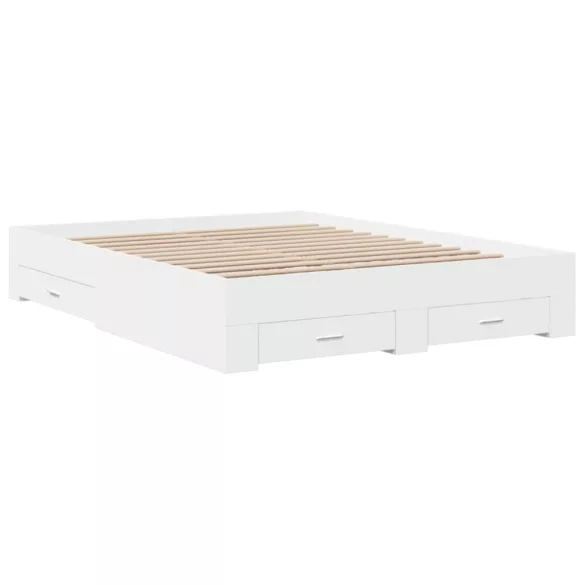 fehér szerelt fa ágykeret fiókokkal 150 x 200 cm