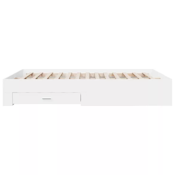 fehér szerelt fa ágykeret fiókokkal 140x200 cm