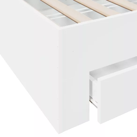 fehér szerelt fa ágykeret fiókokkal 140x200 cm