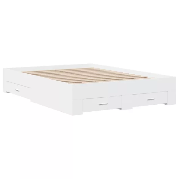 fehér szerelt fa ágykeret fiókkal 120 x 200 cm