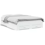 fehér szerelt fa ágykeret fiókokkal 140 x 190 cm