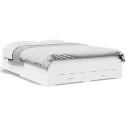 fehér szerelt fa ágykeret fiókokkal 140 x 190 cm