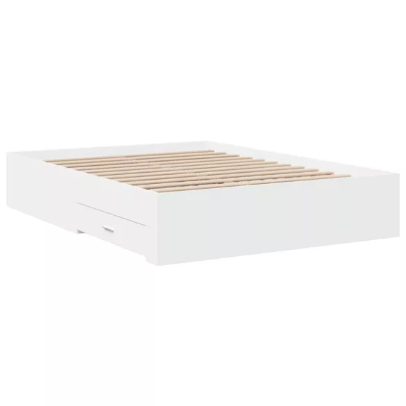 fehér szerelt fa ágykeret fiókokkal 140 x 190 cm