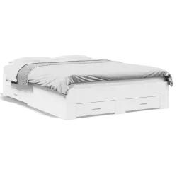 fehér szerelt fa ágykeret fiókokkal 135 x 190 cm