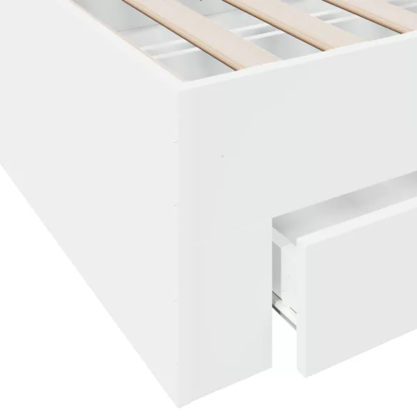 fehér szerelt fa ágykeret fiókokkal 135 x 190 cm