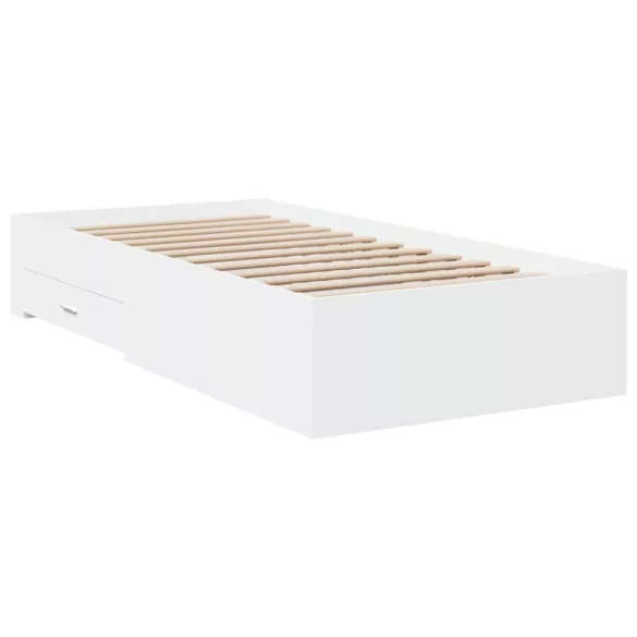 fehér szerelt fa ágykeret fiókokkal 100 x 200 cm