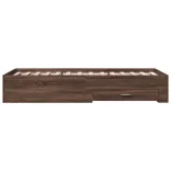 barna tölgyszínű szerelt fa ágykeret fiókokkal 100 x 200 cm