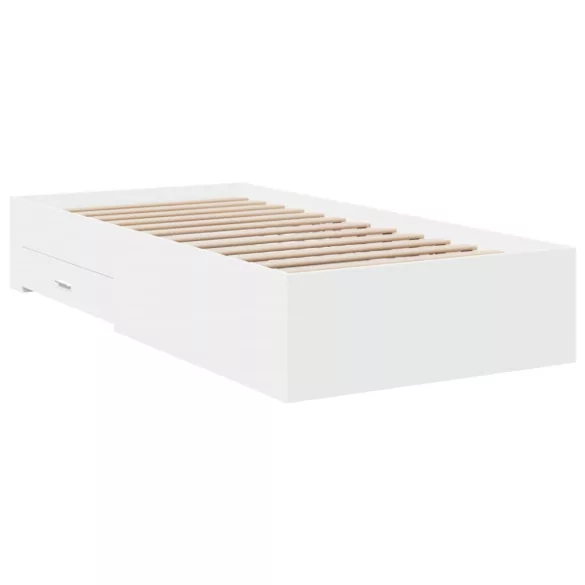 fehér szerelt fa ágykeret fiókokkal 90 x 200 cm