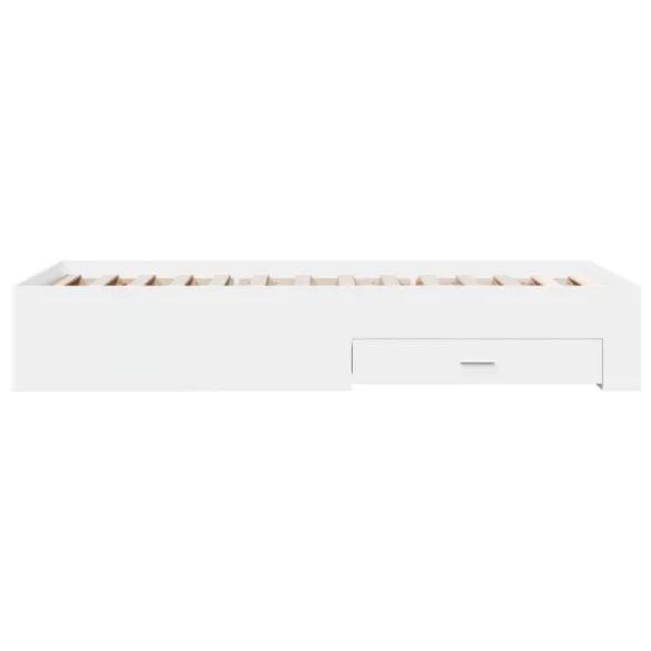 fehér szerelt fa ágykeret fiókokkal 90 x 200 cm