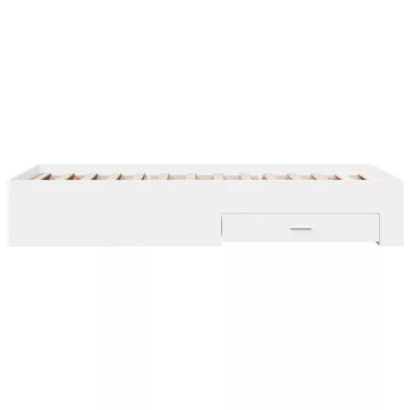 fehér szerelt fa ágykeret fiókokkal 90 x 190 cm