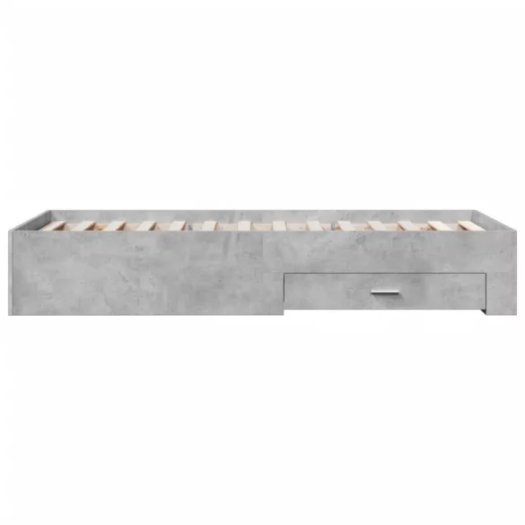 betonszürke szerelt fa ágykeret fiókokkal 90 x 190 cm