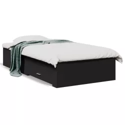 fekete szerelt fa ágykeret fiókokkal 75x190 cm