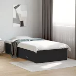 fekete szerelt fa ágykeret fiókokkal 75x190 cm