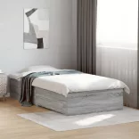 szürke sonoma színű szerelt fa ágykeret fiókokkal 75x190 cm