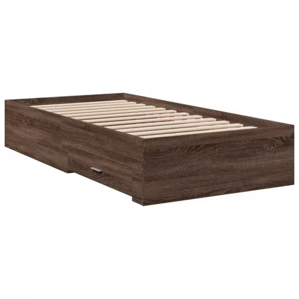 barna tölgyszínű szerelt fa ágykeret 75 x 190 cm