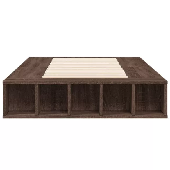 barna tölgyszínű szerelt fa ágykeret 90 x 190 cm