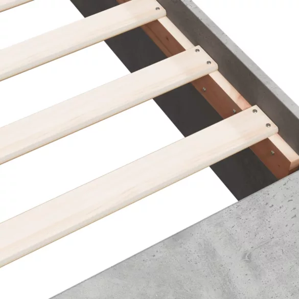 betonszürke szerelt fa ágykeret 135 x 190 cm