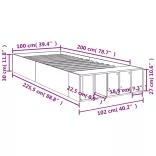 betonszürke szerelt fa ágykeret 100 x 200 cm