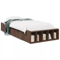 barna tölgyszínű szerelt fa ágykeret 100 x 200 cm