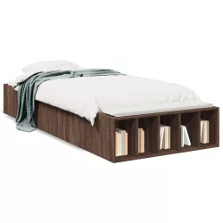 barna tölgyszínű szerelt fa ágykeret 90 x 200 cm