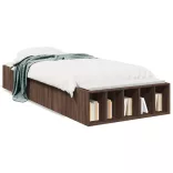 barna tölgyszínű szerelt fa ágykeret 90 x 190 cm