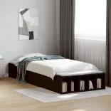 fekete szerelt fa ágykeret 75 x 190 cm